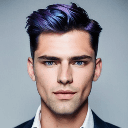 Short Blue & Purple Hairstyle AI avatar/profile picture for men